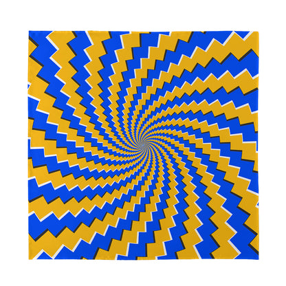 Yellow Spiral Moving Optical Illusion Silk Bandana