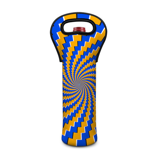 Yellow Spiral Moving Optical Illusion Single Neoprene Wine Tote