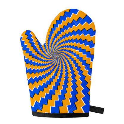 Yellow Spiral Moving Optical Illusion Single Oven Mitt
