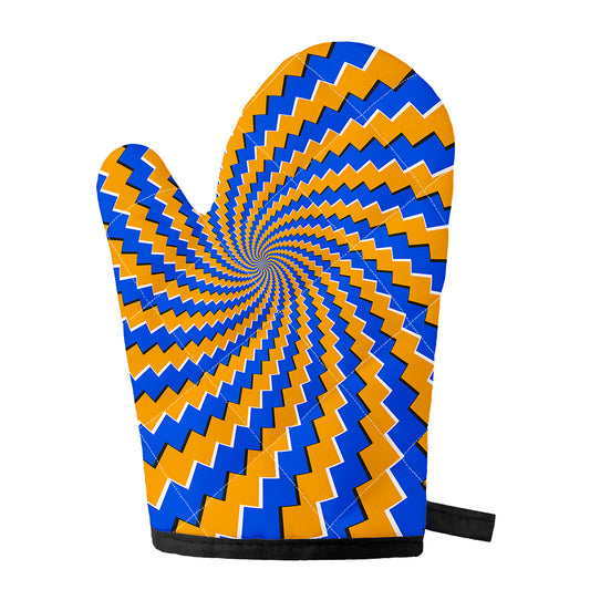Yellow Spiral Moving Optical Illusion Single Oven Mitt