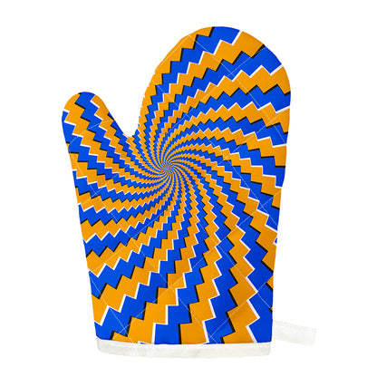Yellow Spiral Moving Optical Illusion Single Oven Mitt
