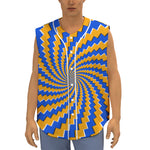 Yellow Spiral Moving Optical Illusion Sleeveless Baseball Jersey