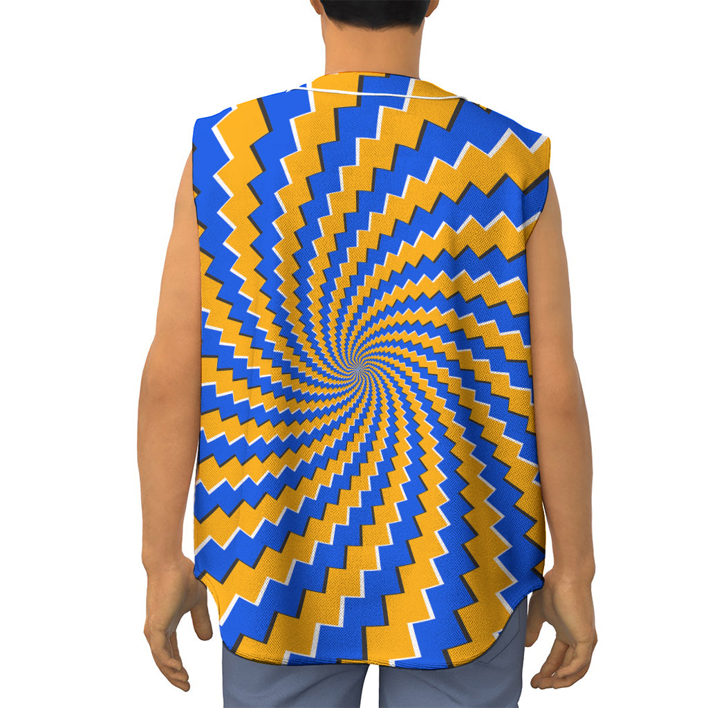 Yellow Spiral Moving Optical Illusion Sleeveless Baseball Jersey