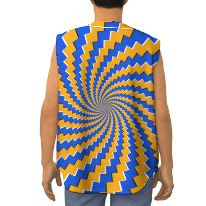 Yellow Spiral Moving Optical Illusion Sleeveless Baseball Jersey