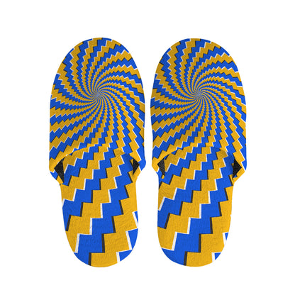 Yellow Spiral Moving Optical Illusion Slippers