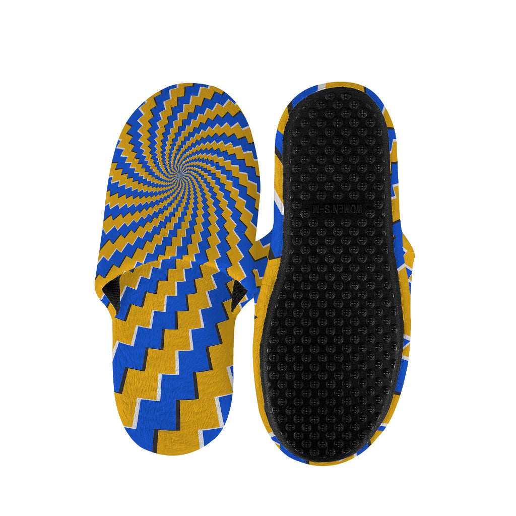 Yellow Spiral Moving Optical Illusion Slippers