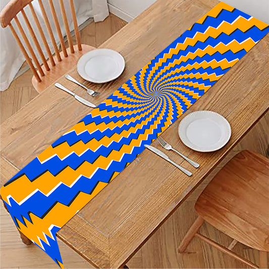 Yellow Spiral Moving Optical Illusion Table Runner