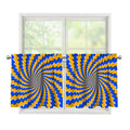 Yellow Spiral Moving Optical Illusion Tier Curtains