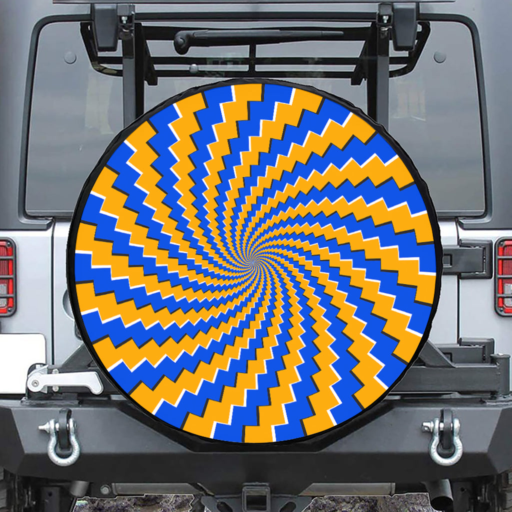 Yellow Spiral Moving Optical Illusion Tire Cover