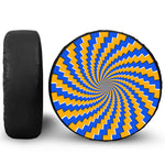 Yellow Spiral Moving Optical Illusion Tire Cover