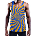 Yellow Spiral Moving Optical Illusion Men's Workout Tank Top