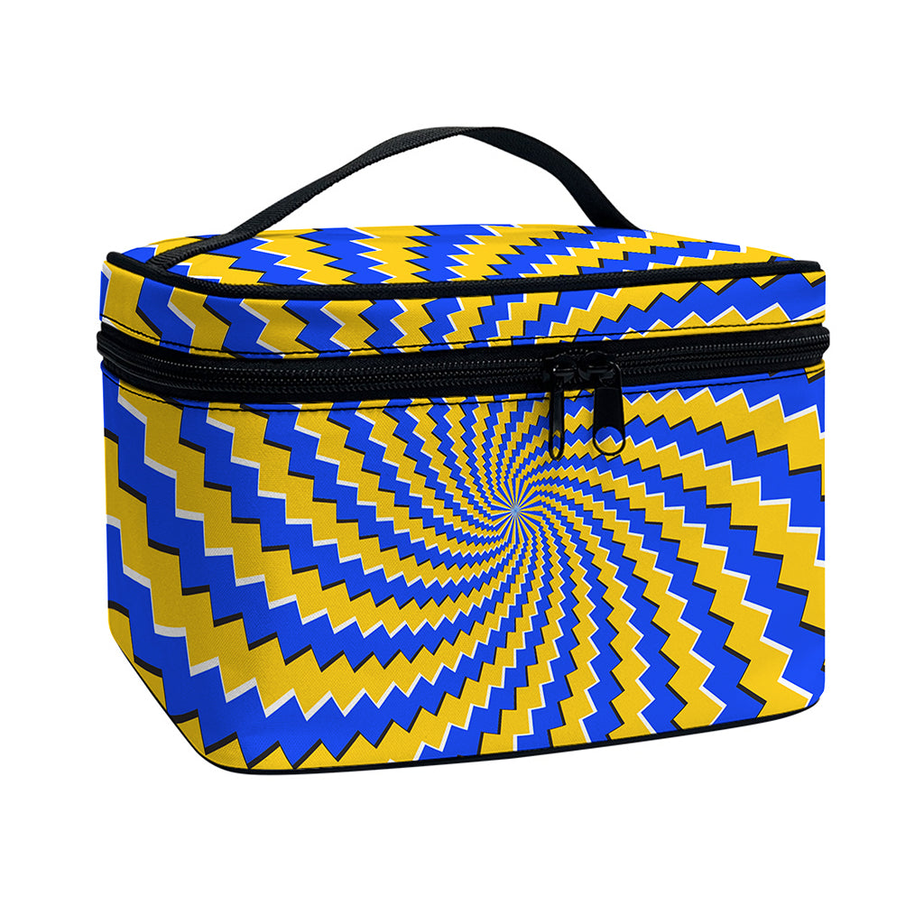 Yellow Spiral Moving Optical Illusion Travel Makeup Bag