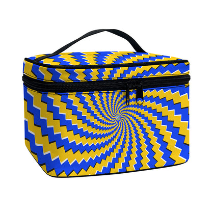 Yellow Spiral Moving Optical Illusion Travel Makeup Bag