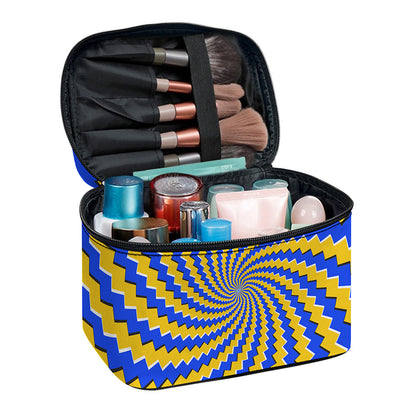 Yellow Spiral Moving Optical Illusion Travel Makeup Bag