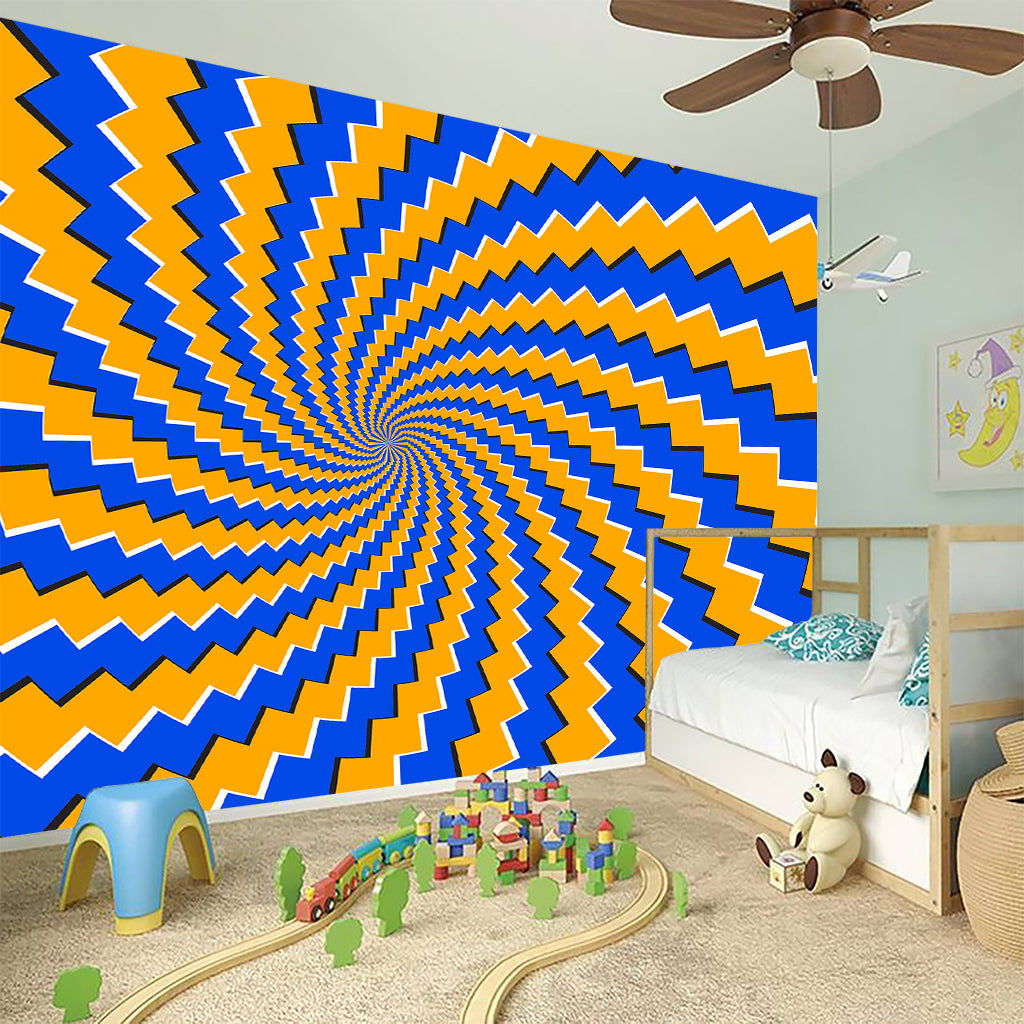 Yellow Spiral Moving Optical Illusion Wall Sticker