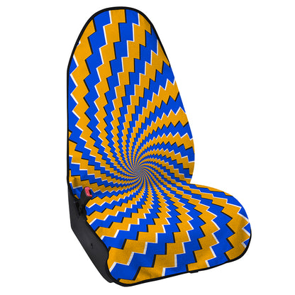Yellow Spiral Moving Optical Illusion Waterproof Car Seat Cover