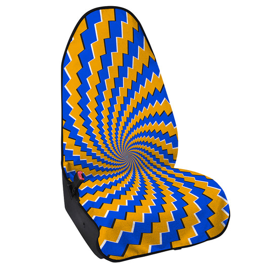 Yellow Spiral Moving Optical Illusion Waterproof Car Seat Cover