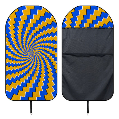 Yellow Spiral Moving Optical Illusion Waterproof Car Seat Cover