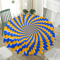 Yellow Spiral Moving Optical Illusion Waterproof Round Tablecloth