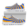 Yellow Spiral Moving Optical Illusion White Running Shoes
