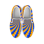 Yellow Spiral Moving Optical Illusion White Slip On Sneakers