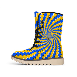 Yellow Spiral Moving Optical Illusion Winter Boots