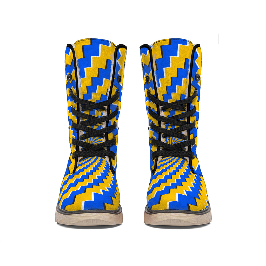 Yellow Spiral Moving Optical Illusion Winter Boots