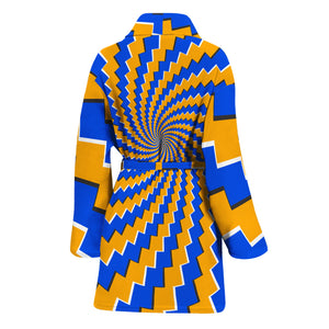 Yellow Spiral Moving Optical Illusion Women's Bathrobe