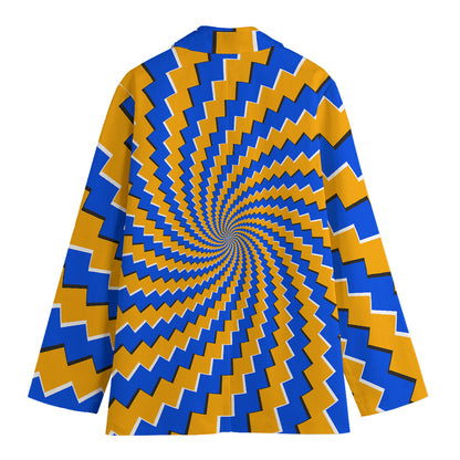 Yellow Spiral Moving Optical Illusion Women's Blazer