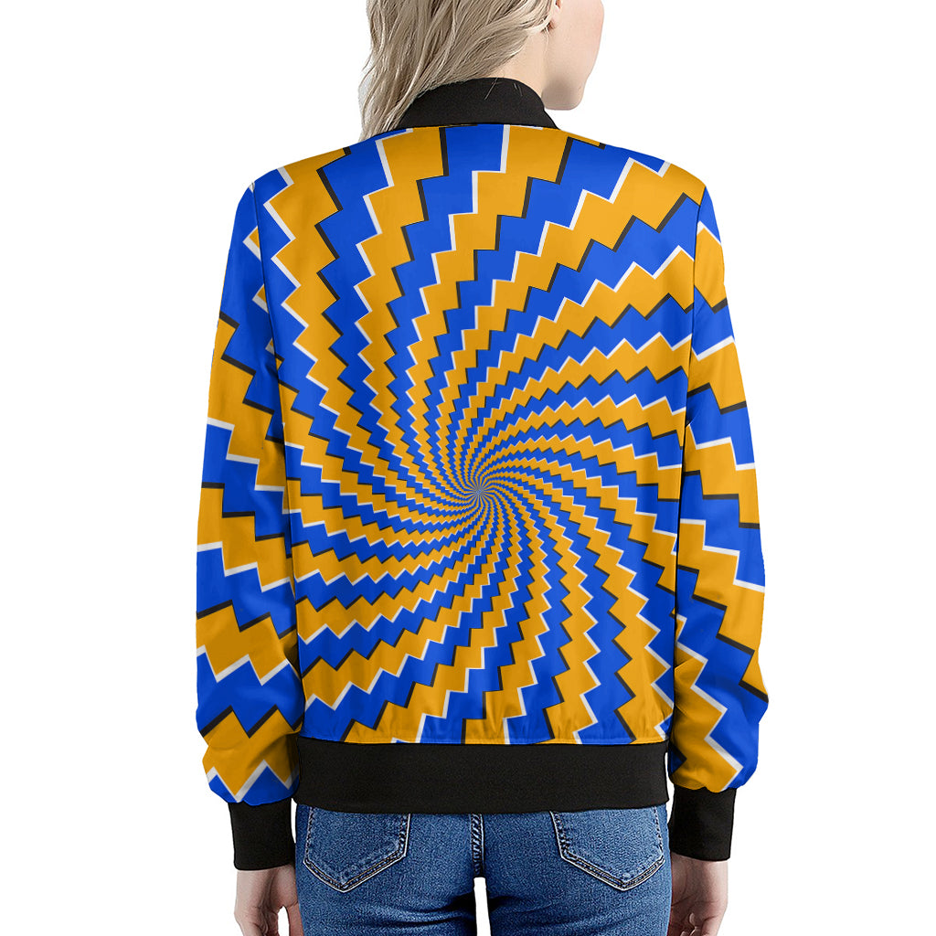 Yellow Spiral Moving Optical Illusion Women's Bomber Jacket