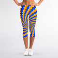 Yellow Spiral Moving Optical Illusion Women's Capri Leggings
