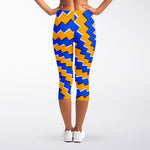 Yellow Spiral Moving Optical Illusion Women's Capri Leggings