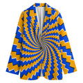 Yellow Spiral Moving Optical Illusion Women's Cotton Blazer