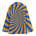 Yellow Spiral Moving Optical Illusion Women's Cotton Blazer