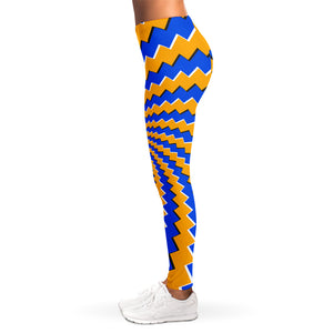 Yellow Spiral Moving Optical Illusion Women's Leggings