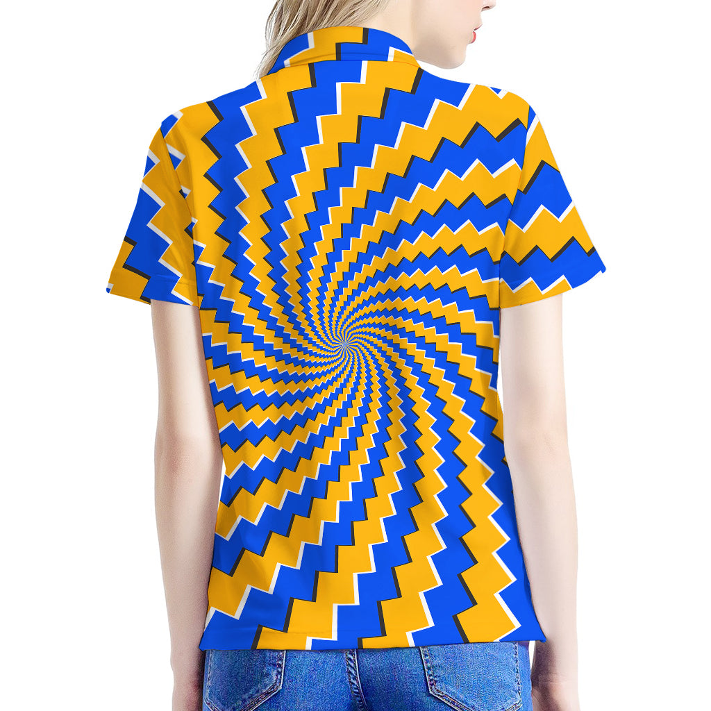 Yellow Spiral Moving Optical Illusion Women's Polo Shirt