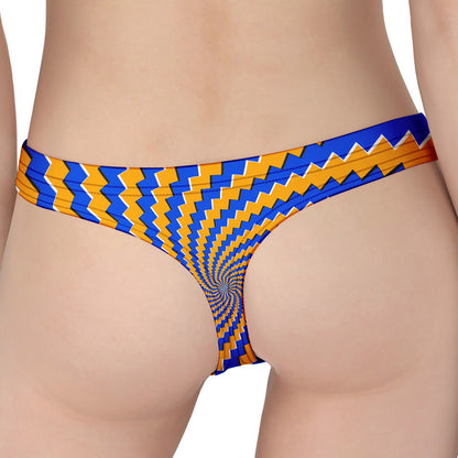 Yellow Spiral Moving Optical Illusion Women's Thong