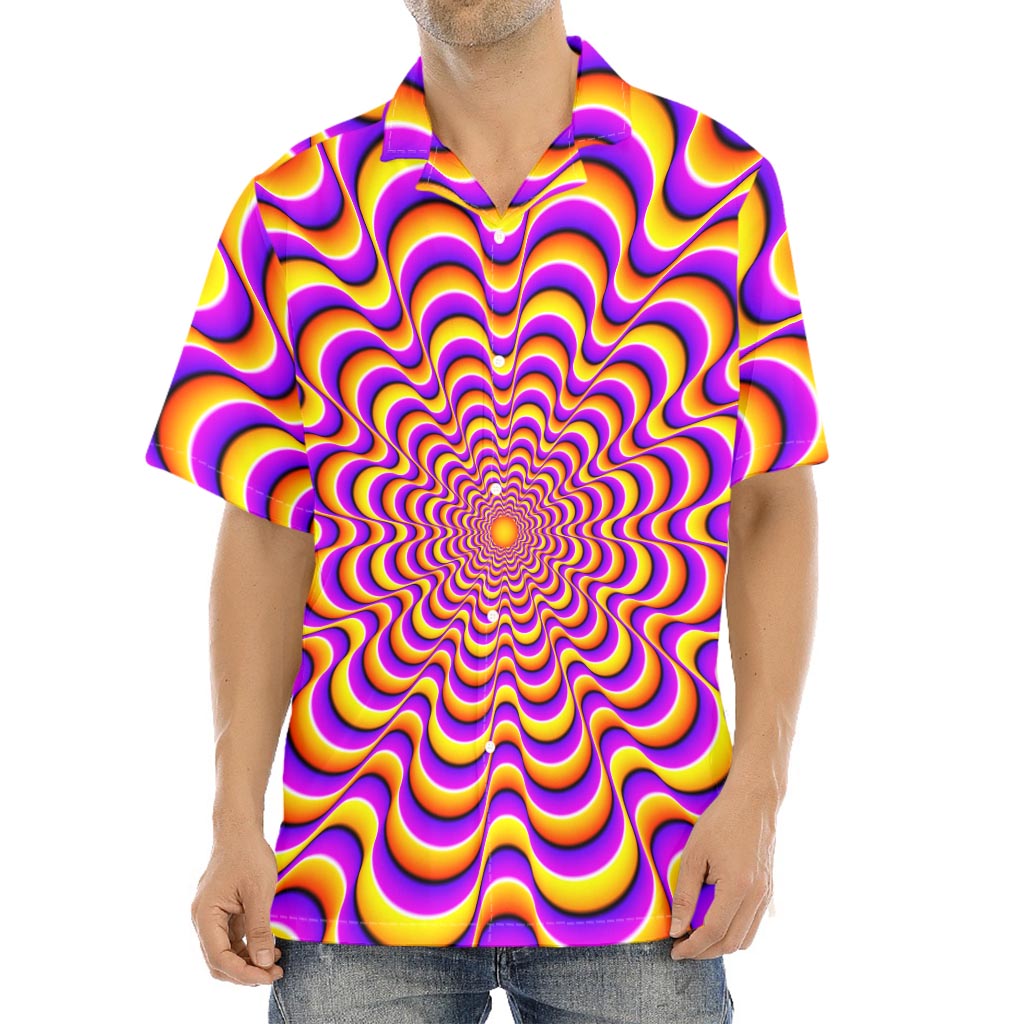 Yellow Splashing Moving Optical Illusion Aloha Shirt