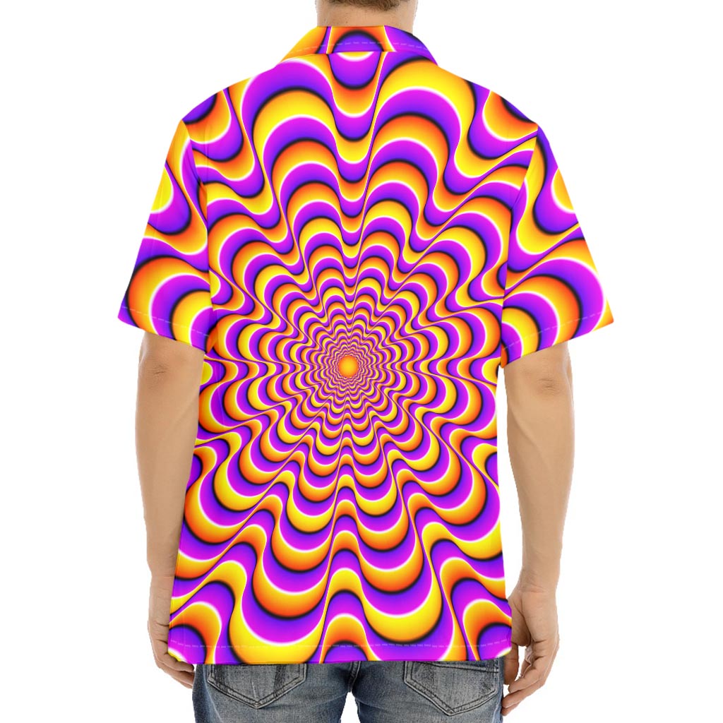 Yellow Splashing Moving Optical Illusion Aloha Shirt
