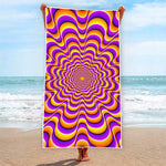 Yellow Splashing Moving Optical Illusion Beach Towel