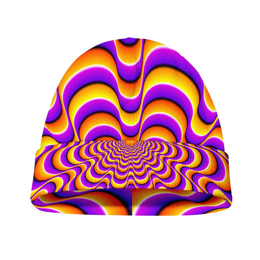 Yellow Splashing Moving Optical Illusion Beanie
