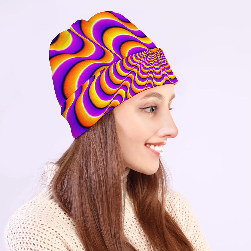 Yellow Splashing Moving Optical Illusion Beanie