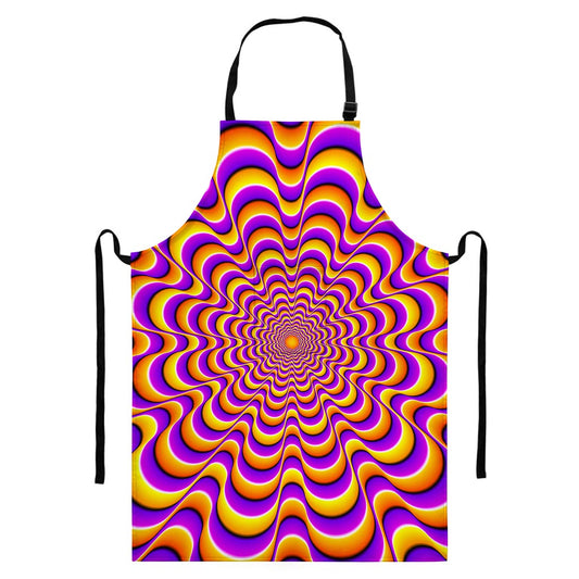 Yellow Splashing Moving Optical Illusion Bib Apron With Pocket