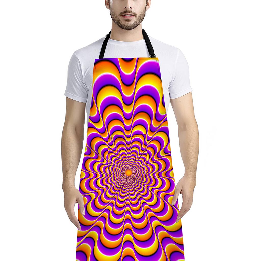 Yellow Splashing Moving Optical Illusion Bib Apron With Pocket
