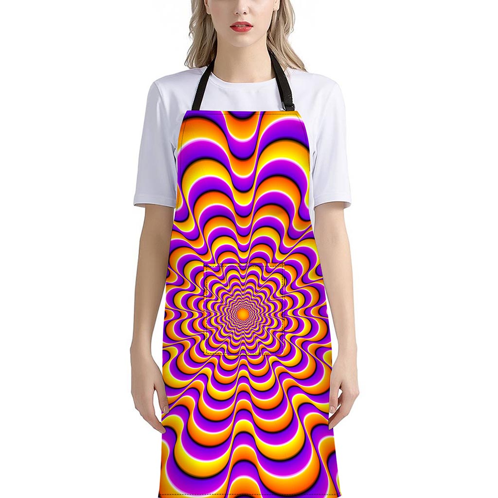 Yellow Splashing Moving Optical Illusion Bib Apron With Pocket