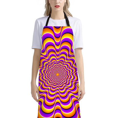 Yellow Splashing Moving Optical Illusion Bib Apron With Pocket