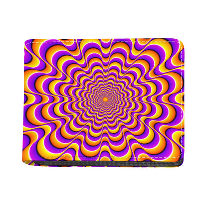 Yellow Splashing Moving Optical Illusion Bifold Wallet
