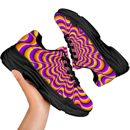 Yellow Splashing Moving Optical Illusion Black Chunky Shoes