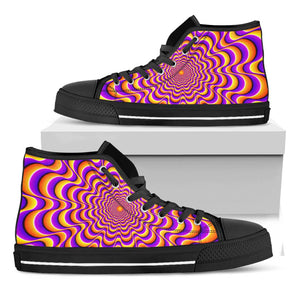 Yellow Splashing Moving Optical Illusion Black High Top Sneakers