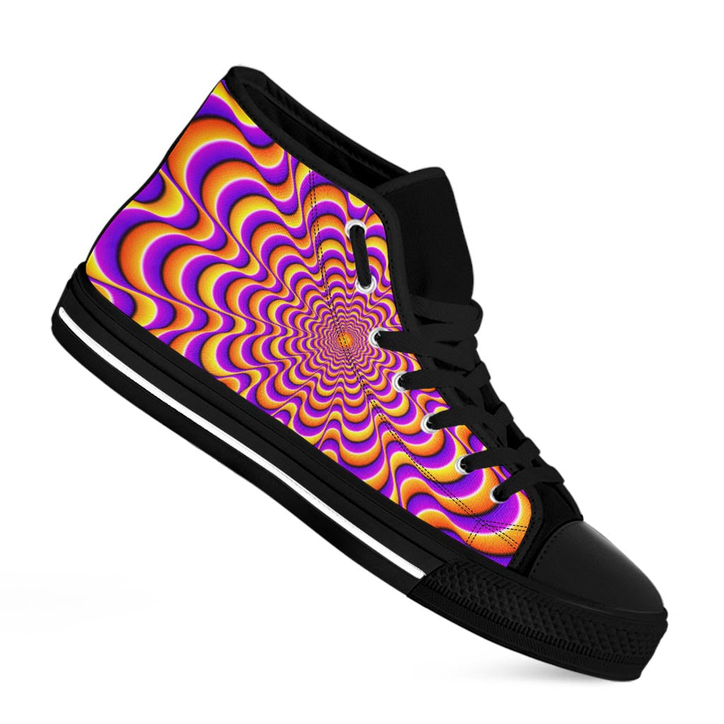 Yellow Splashing Moving Optical Illusion Black High Top Sneakers